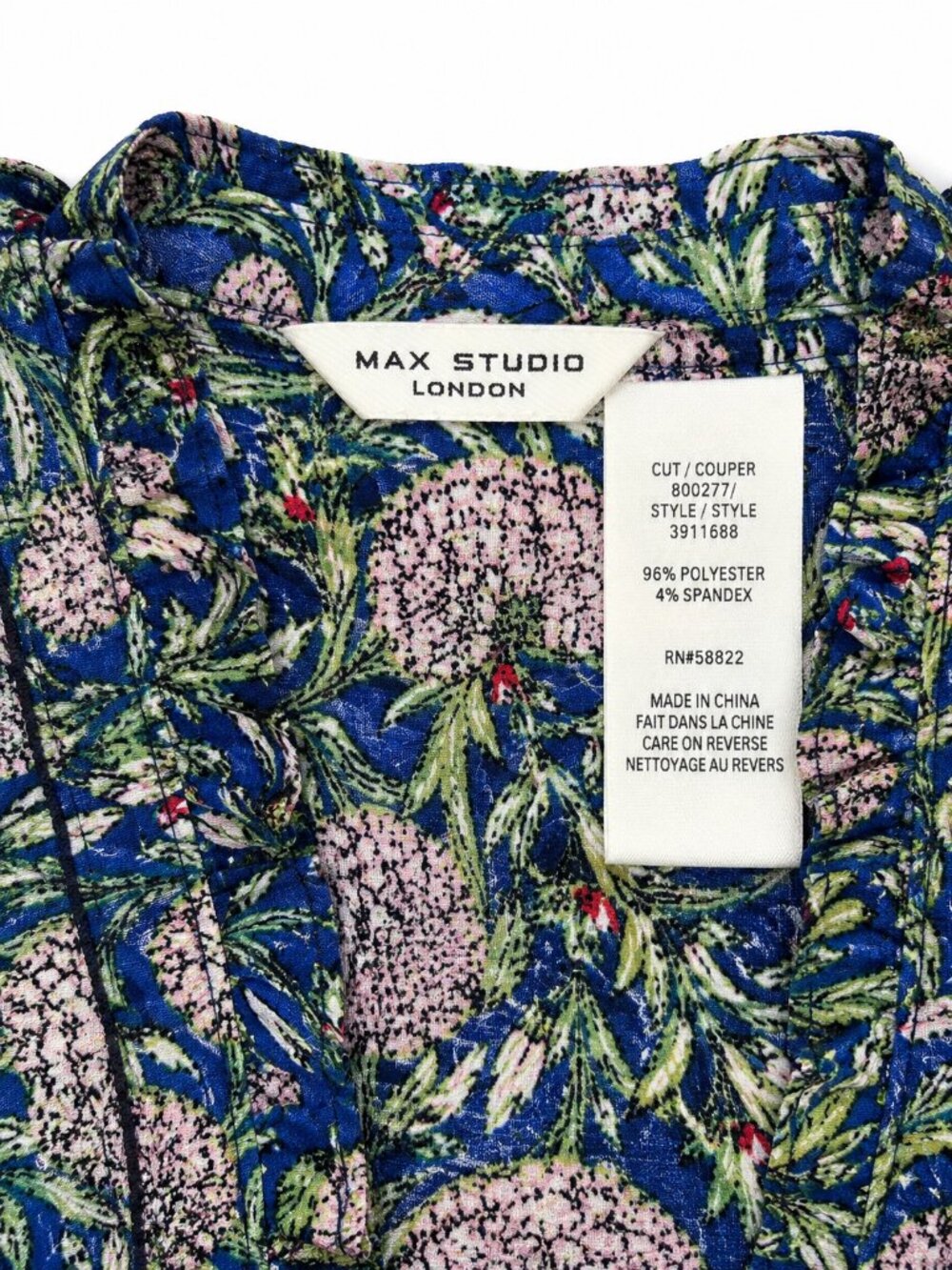 Max Studio London Floral Maxi Dress Blue Green Boho Tiered Ruffle Smocked Waist - Picture 3 of 6